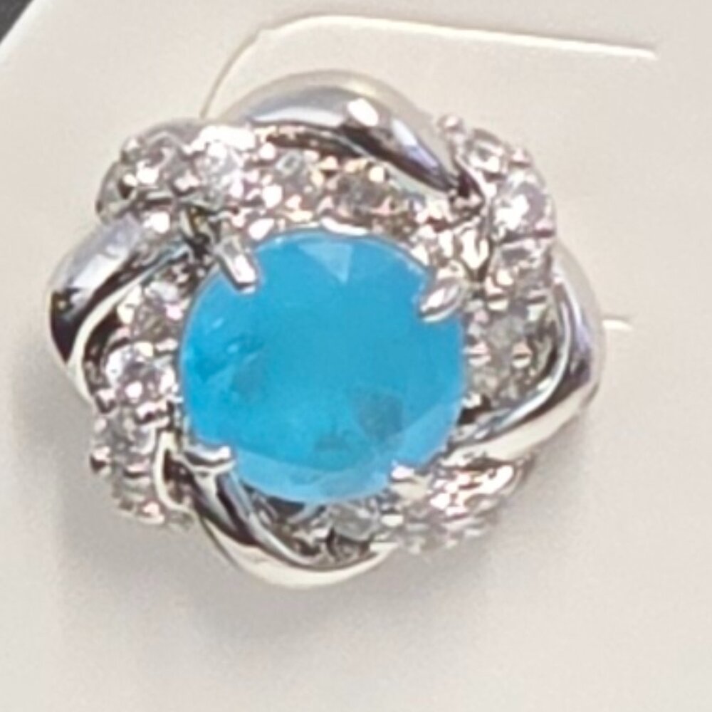 NWT Bomb Party Aqua Blue Quartz Earrings - Picture 4 of 5